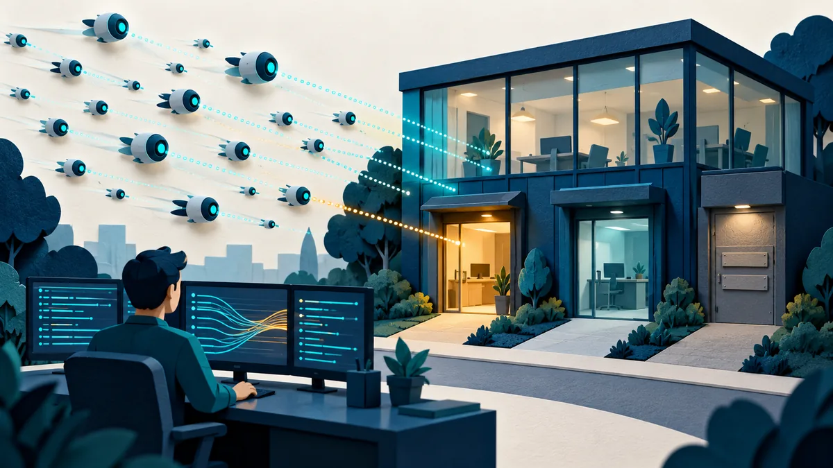 Editorial illustration for vulnerability Scanning Bots
