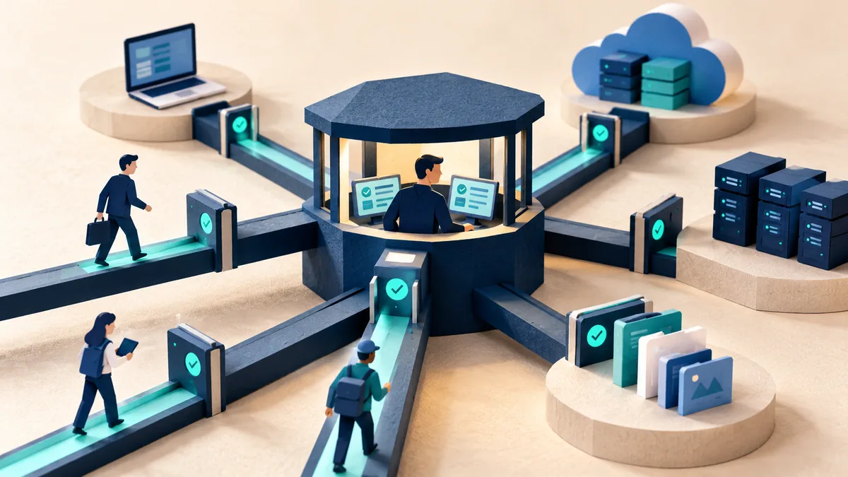Editorial illustration for zero Trust for Lean Security Teams
