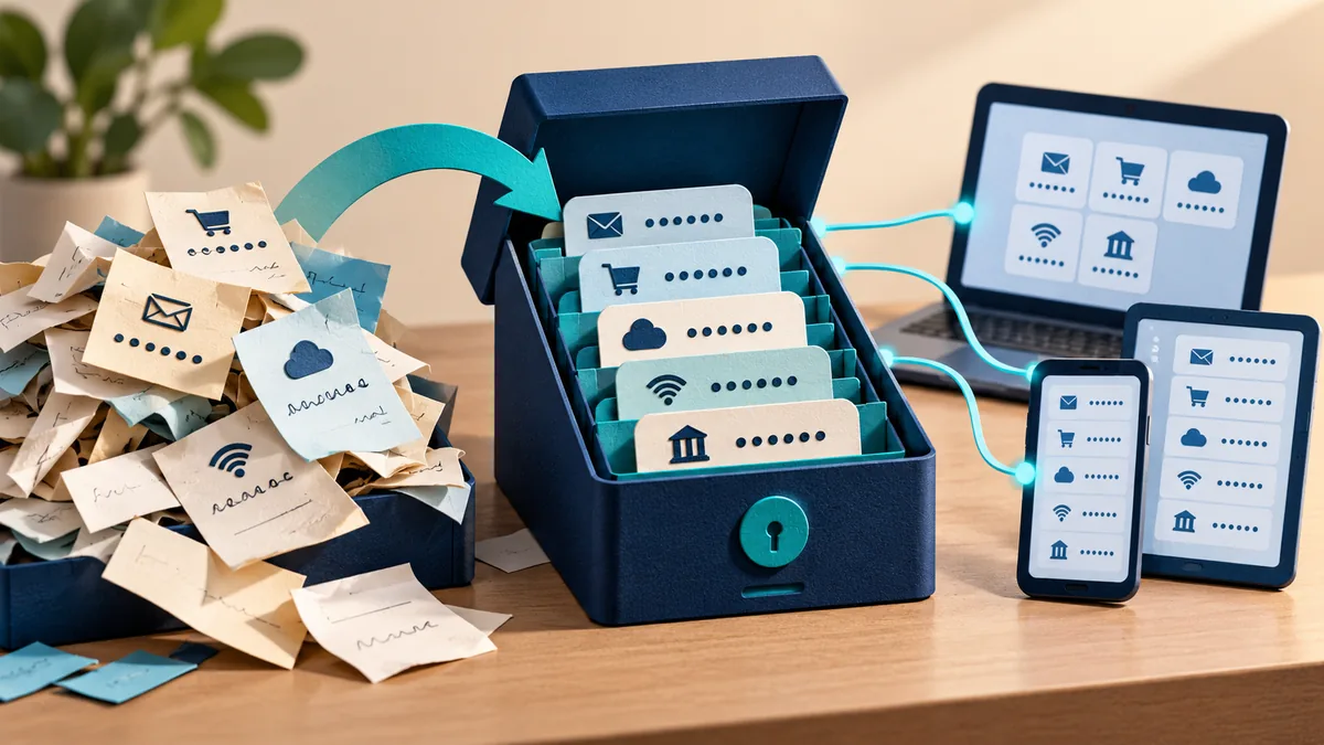 Editorial illustration for how to start using a password manager