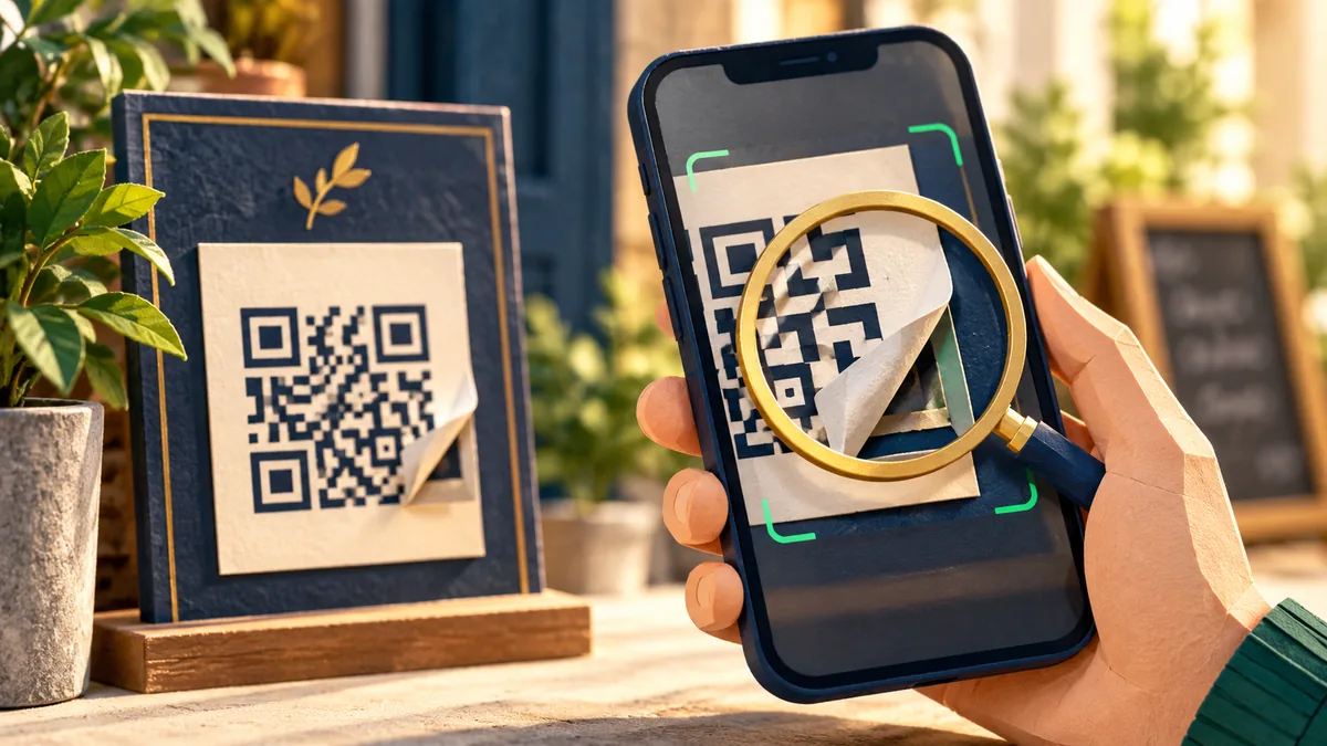 Editorial illustration for what to check before you scan a QR code