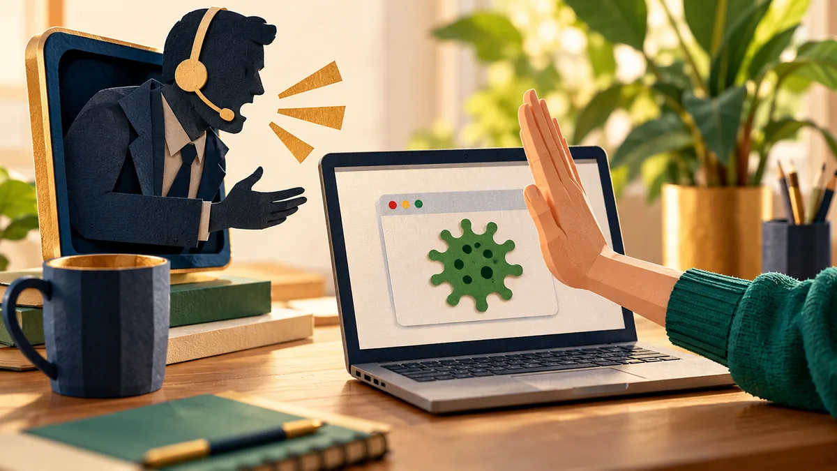 Editorial illustration for what to do when someone says your computer is infected