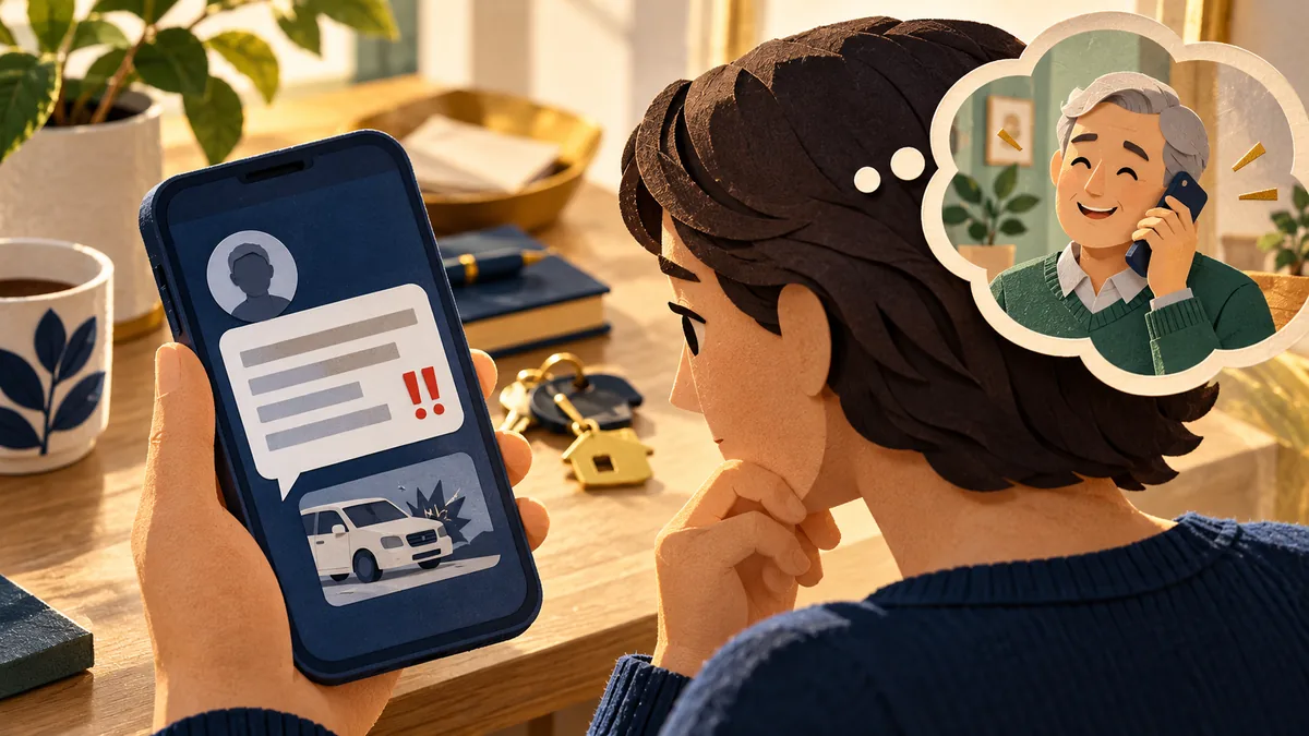Editorial illustration for what to do when a message says a relative is in trouble