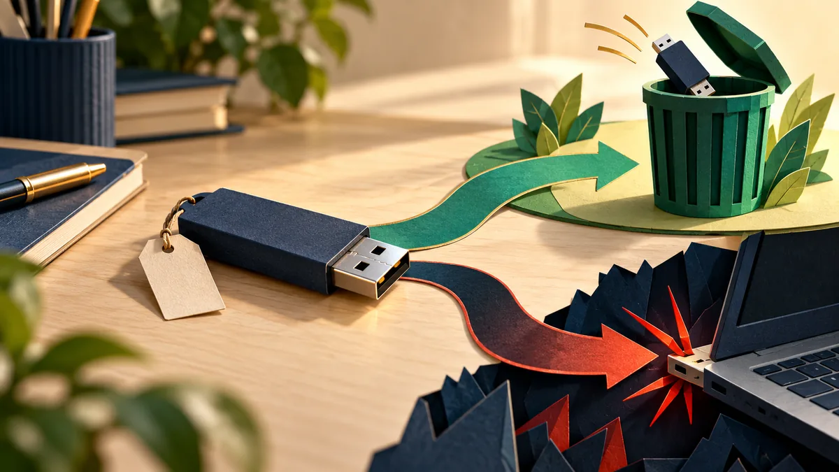Editorial illustration for what to do with a USB stick you do not recognise