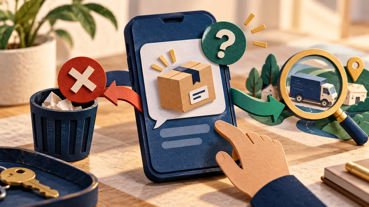 Editorial illustration for what to do with a delivery text you were not expecting