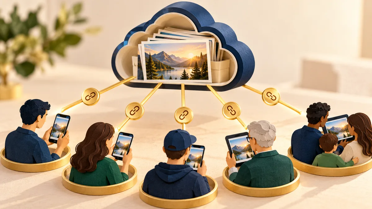 Editorial illustration for who can open a cloud photo link you sent
