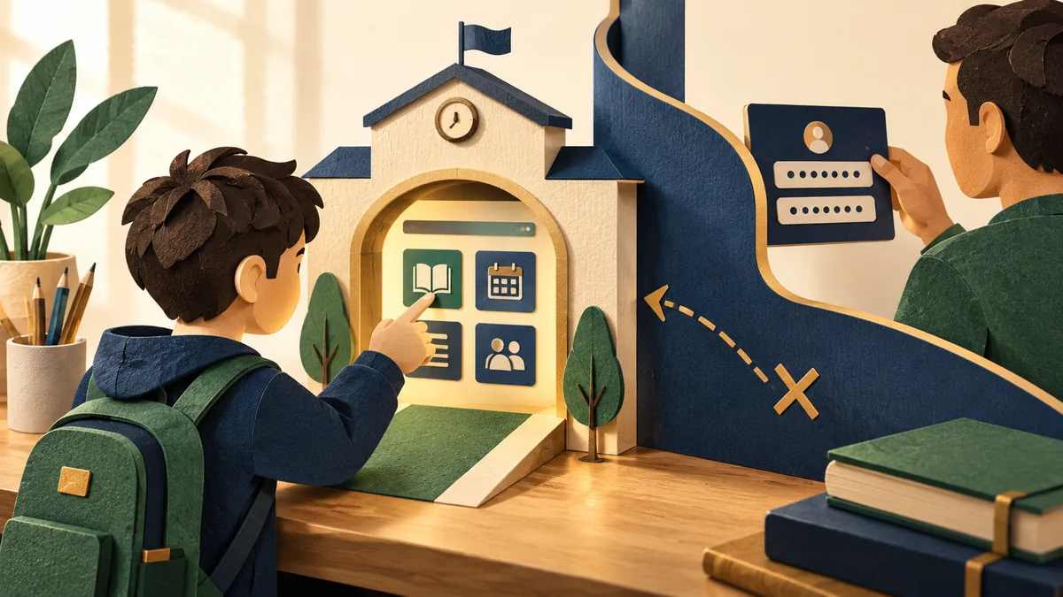 Editorial illustration for how to use a school portal without giving the login away