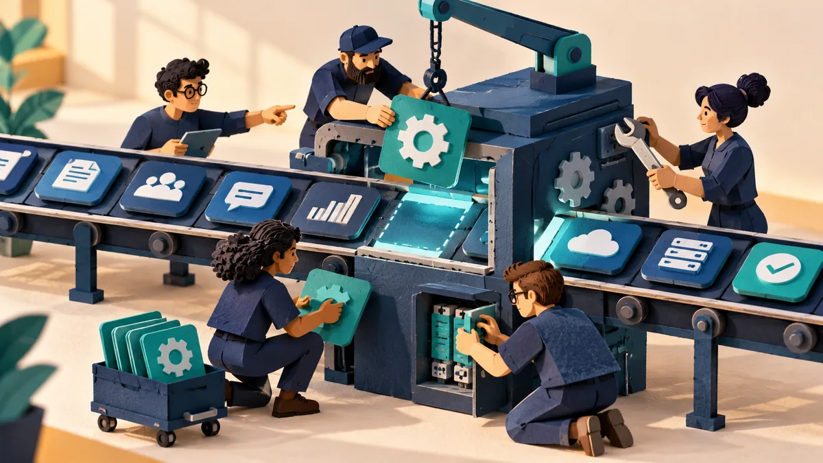Editorial illustration for how a team of five can patch without stopping the work