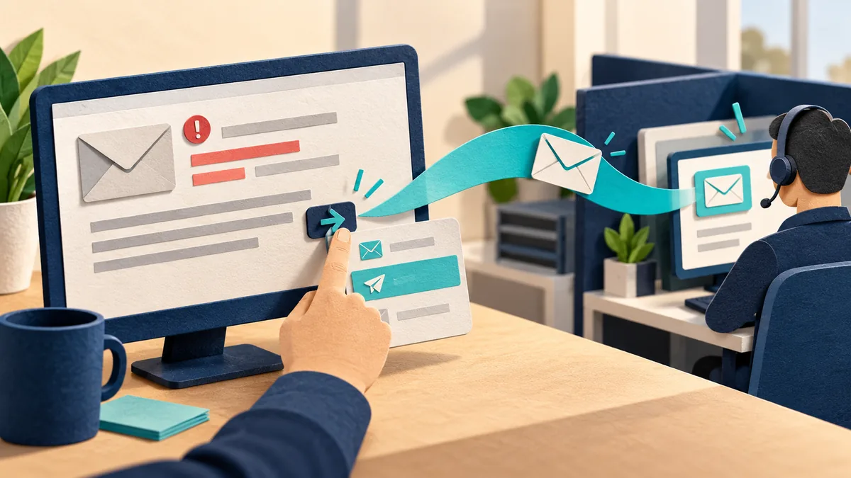 Editorial illustration for how staff should report a suspicious email