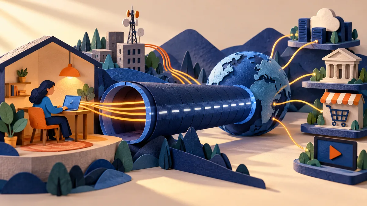 Editorial illustration for what a VPN does, and what it does not hide