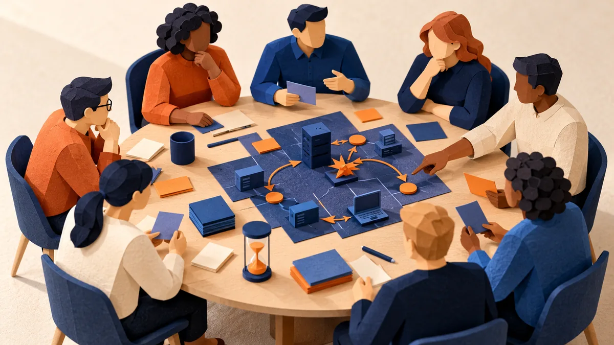 Editorial illustration for how to run a short security exercise with eight people