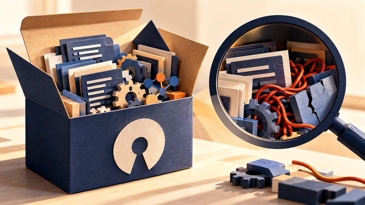 Editorial illustration for an open-source licence is not a security review