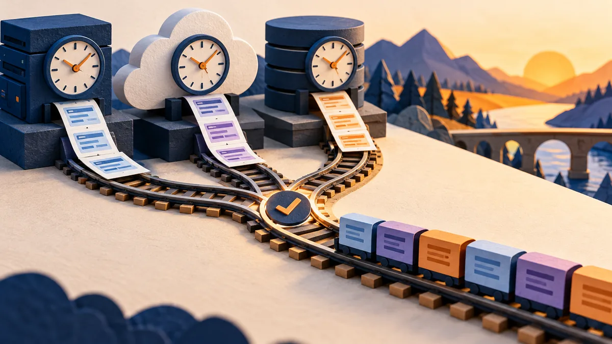 Editorial illustration for why log times have to agree before you can trust the order