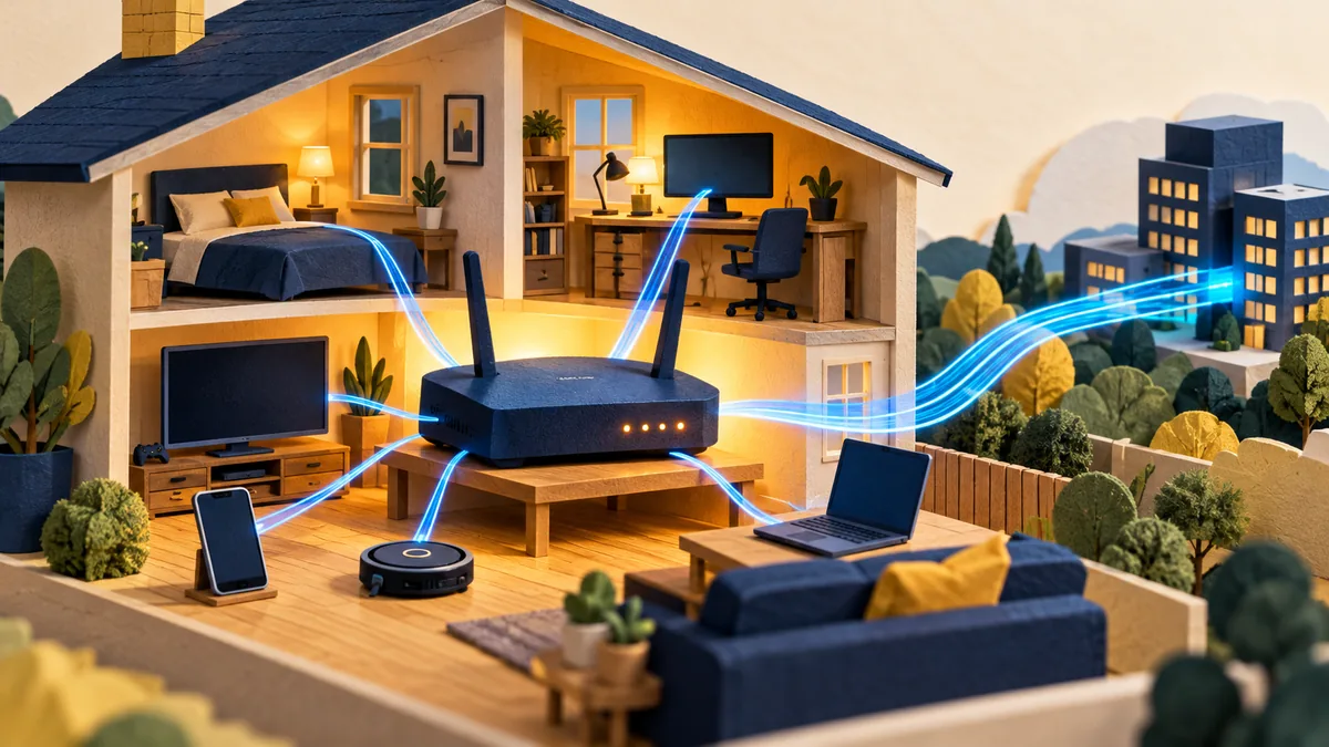 Editorial illustration for home routers used for work