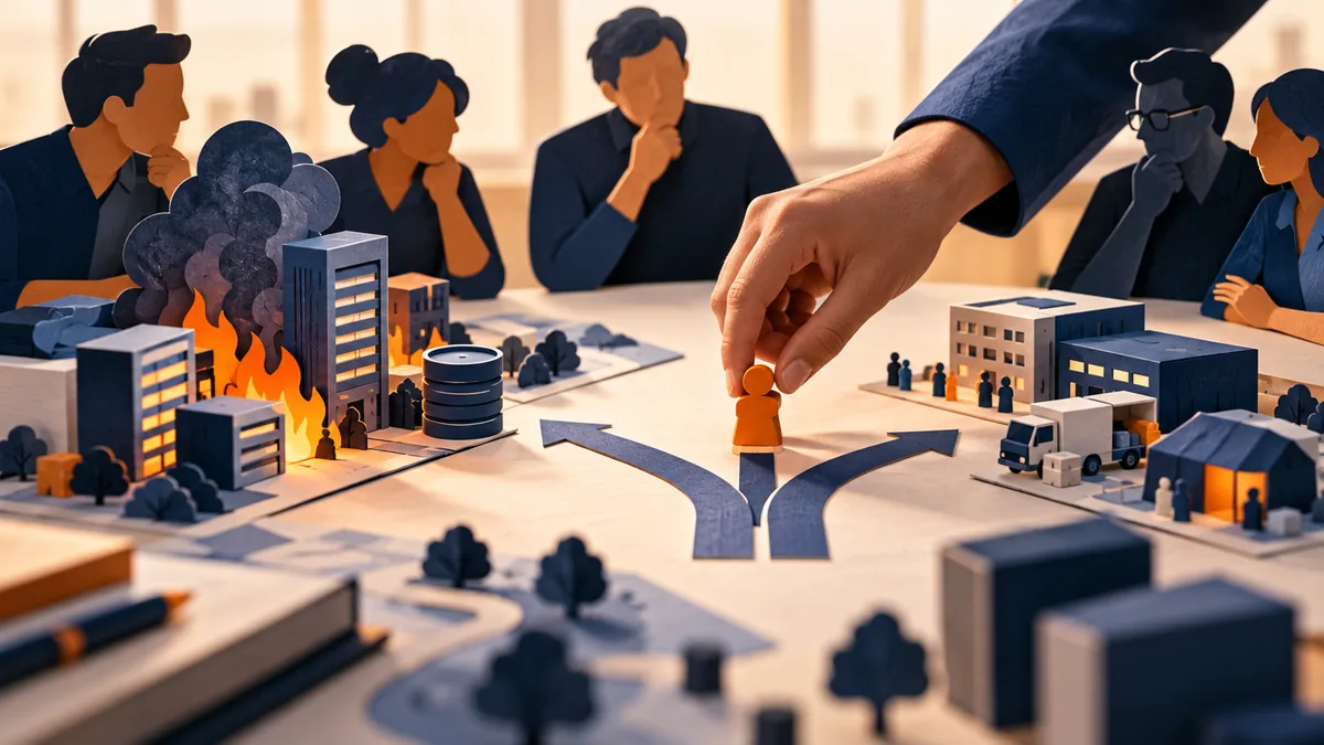 Editorial illustration for tabletop exercises that force a real decision