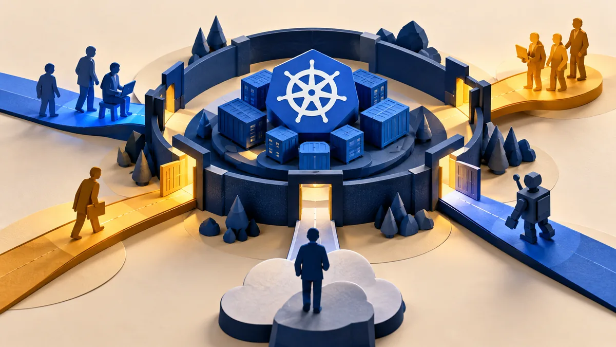 Editorial illustration for who can reach a Kubernetes cluster