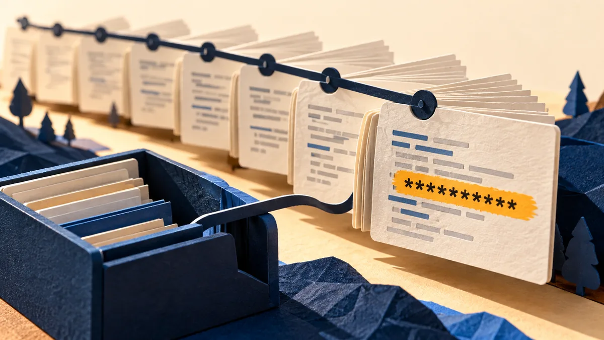 Editorial illustration for passwords that are still in Git history