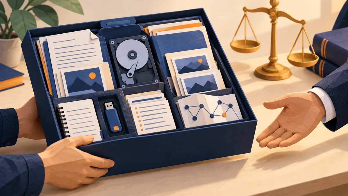 Editorial illustration for what to put in an evidence pack for a lawyer
